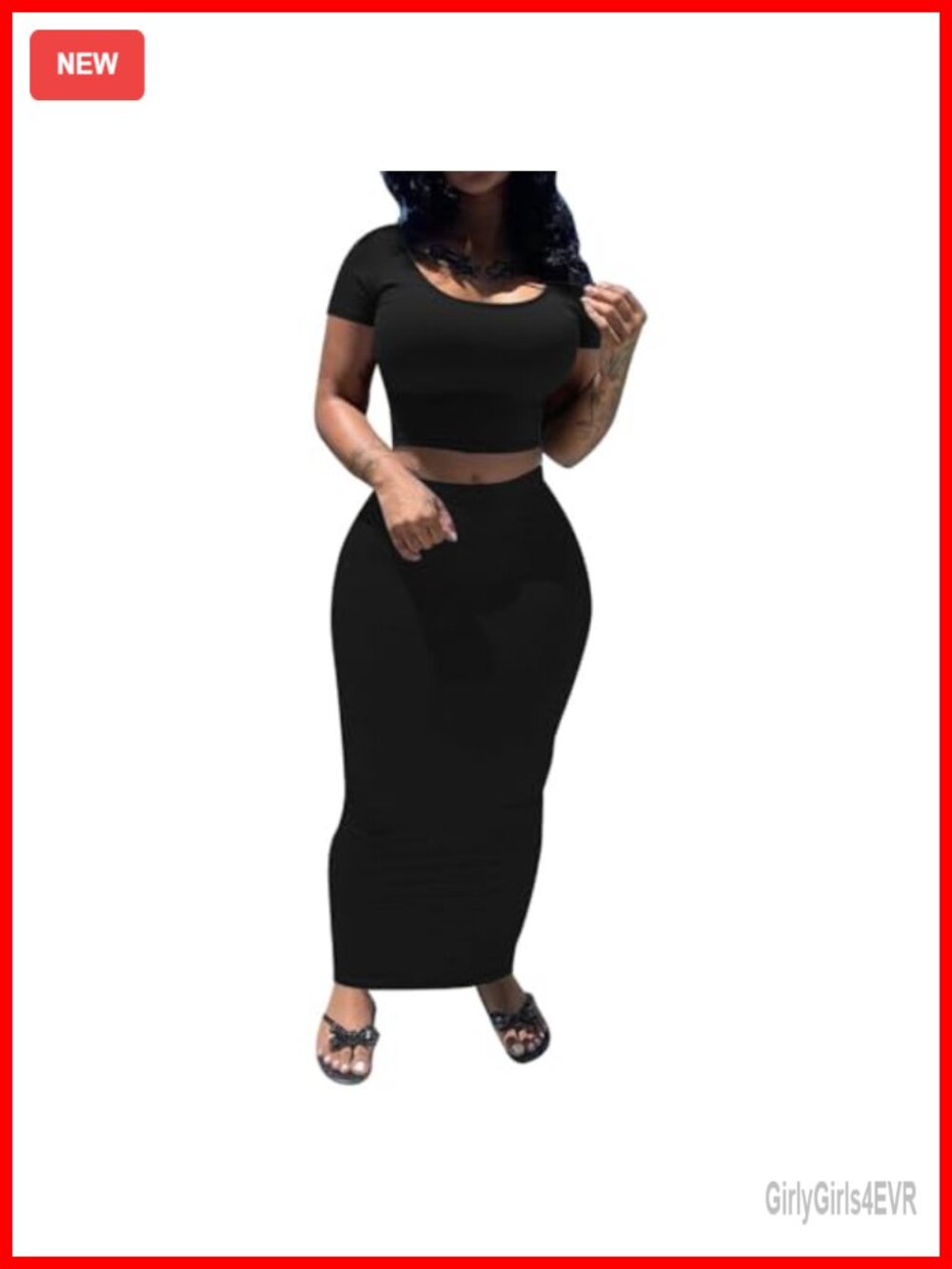 PINSV Women's 2 Piece Crop Top Maxi Skirt Set